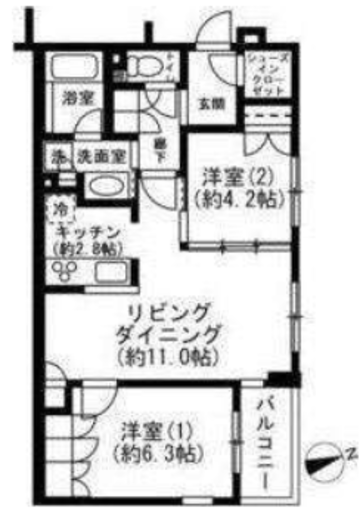 D'グランセ目黒東山 2階 間取り図
