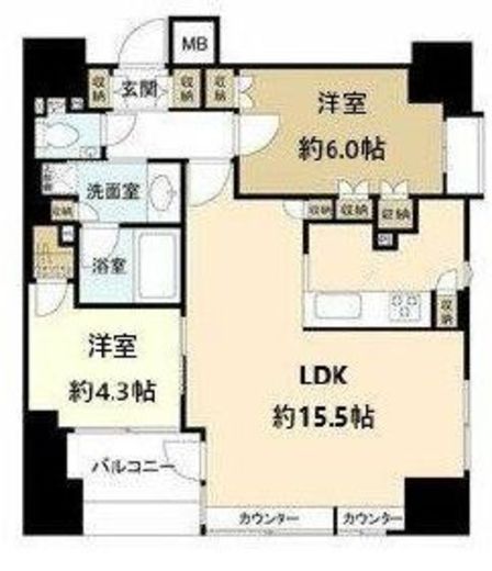 プレサンスロジェ八丁堀 7F1 間取り図