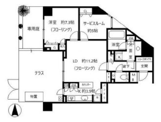 グローリオ御苑内藤町 1階 間取り図