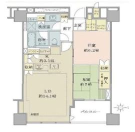 ブリリアタワー上野池之端 34階 間取り図