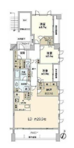 横濱紅葉坂レジデンス 2階 間取り図