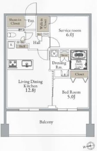 グランカーサ町屋 1302 間取り図