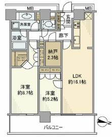 リエトコート武蔵小杉イーストタワー 21階 間取り図