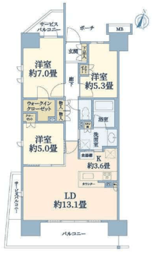 ドレッセ二子新地 2階 間取り図