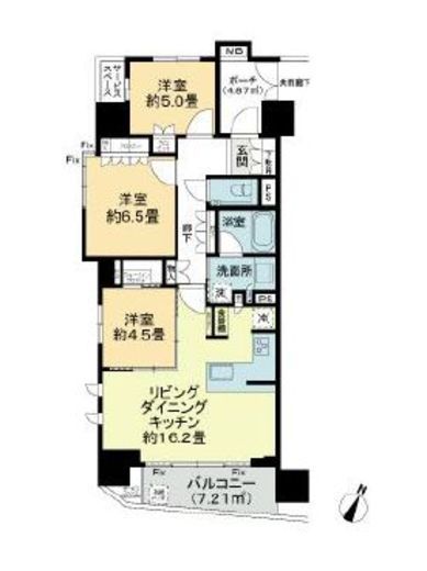 ジオ新宿若松町 2階 間取り図