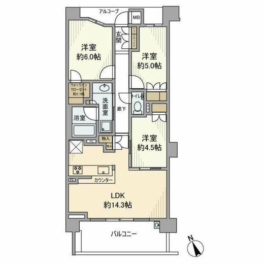 ザ・パークハウス上北沢 3階 間取り図