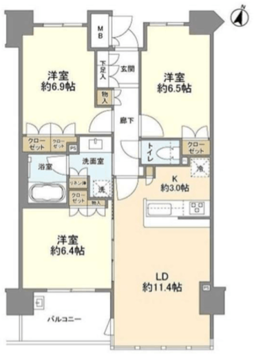 グレーシア茅ヶ崎 2階 間取り図
