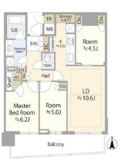 パークタワー晴海 8階 間取り図