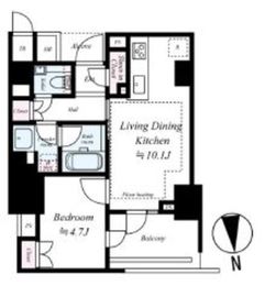 プラウド新宿牛込柳町 3階 間取り図