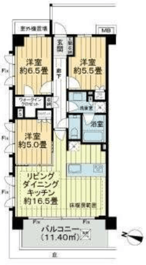 ライオンズ宮前平マスターヒルズ 3階 間取り図