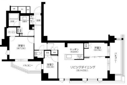 クレヴィア用賀 3階 間取り図