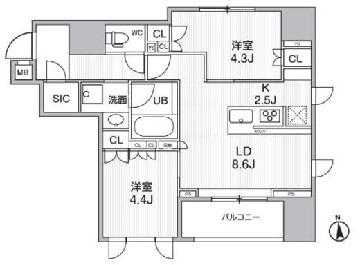 シーズンフラッツ新御徒町 706 間取り図