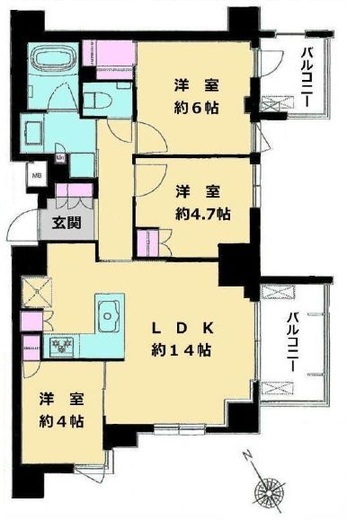 プレシス都立大学 4階 間取り図