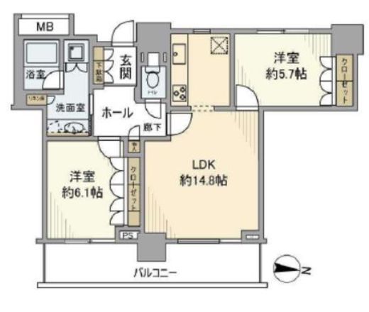 ウエルタワー深川 27階 間取り図