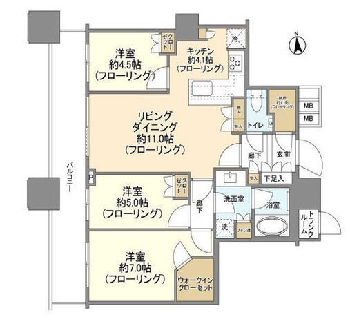 パークシティ大崎 ザ タワー 33階 間取り図