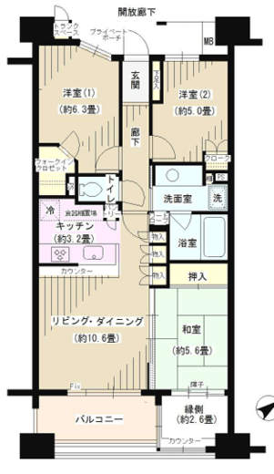 パークホームズ東神奈川ステーションアリーナ 3階 間取り図