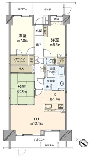 フォレストパーク 四季彩の丘 8階 間取り図