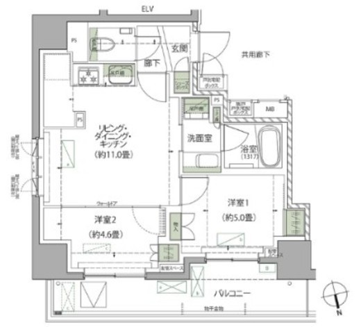 ザ・パークハウス松戸本町 5階 間取り図