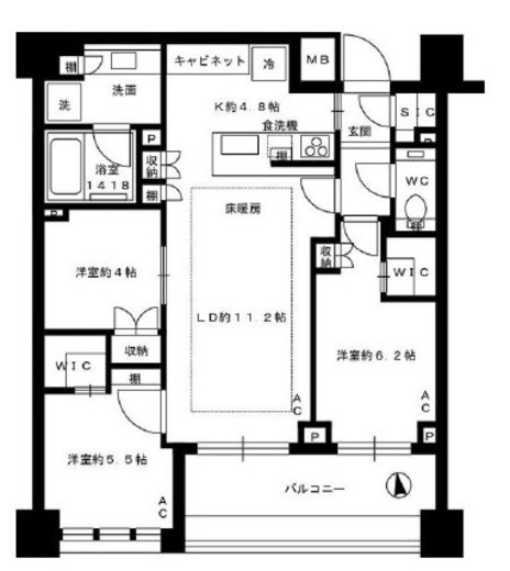 ブリリア目黒大橋 5階 間取り図