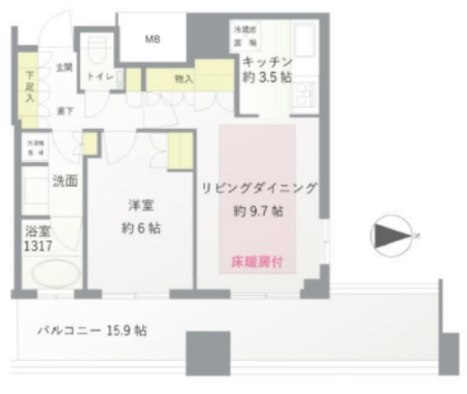 サンクタス川崎タワー 17階 間取り図