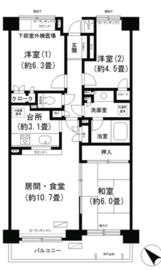 武蔵小杉西パーク・ホームズ 6階 間取り図