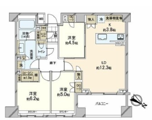 パークホームズ駒沢二丁目 3階 間取り図