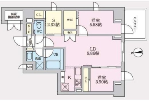 タスキプライムテラス後楽園 801 間取り図