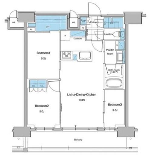 ルフォンプログレ秋葉原マークス 1302 間取り図