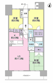 グランカーサ新小岩 802 間取り図