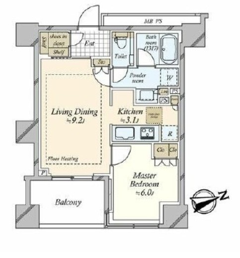 クラッシィタワー新宿御苑 6階 間取り図