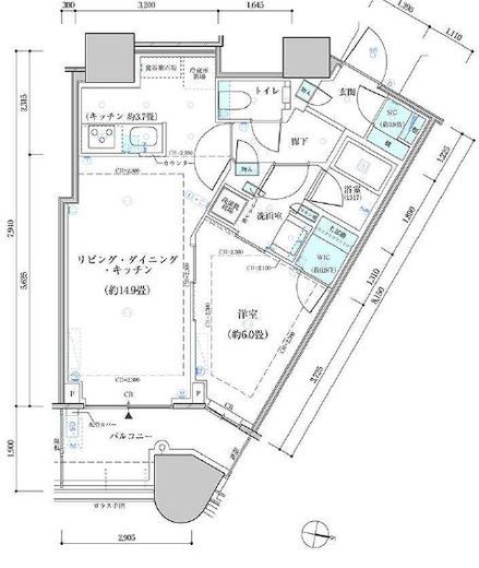 パークタワー勝どきミッド/サウス 3階 間取り図