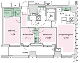 ブランズ千代田富士見 11階 間取り図