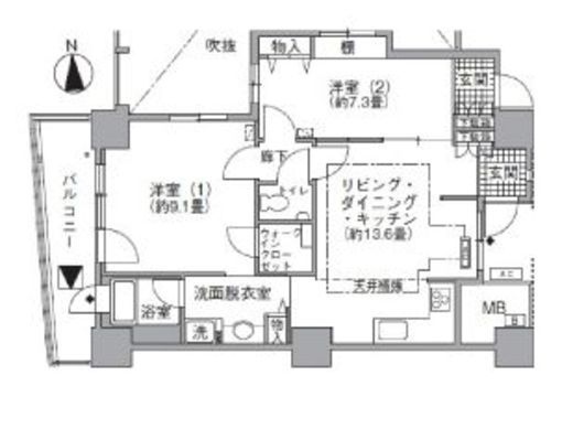 アクティ汐留 2312 間取り図