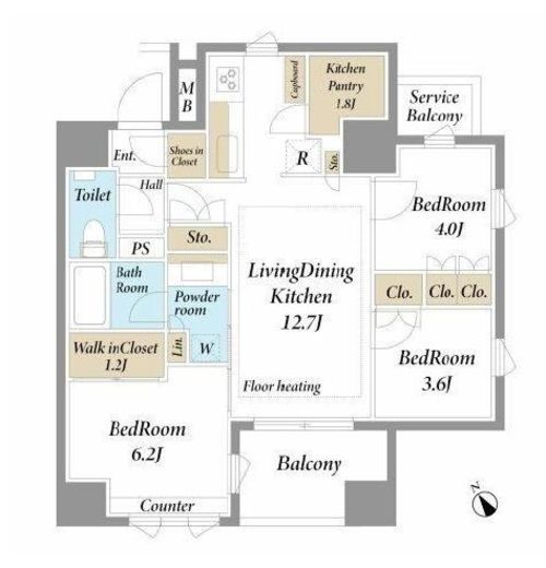 プレミアムレジデンス町屋 2階 間取り図