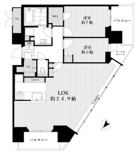 パークシティ武蔵小山ザタワー 13階 間取り図