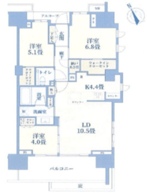 シティハウス東池袋 5階 間取り図