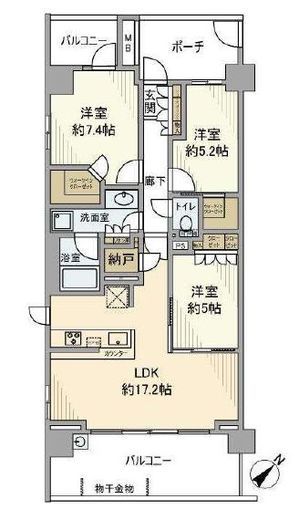 ザ・パークハウス横浜新子安ガーデン 8階 間取り図