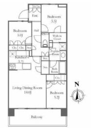HARUMI FLAG SUN VILLAGE (晴海フラッグ サンヴィレッジ) 8階 間取り図