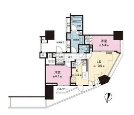 プラウドタワー東池袋ステーションアリーナ 32階 間取り図