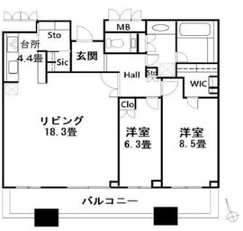パークタワー目黒 28階 間取り図