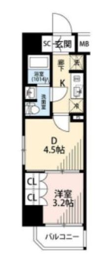 メイクスアート川崎Ⅳ 9階 間取り図
