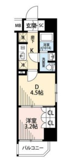 メイクスアート川崎Ⅳ 8階 間取り図