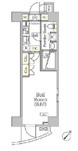 アジールコート門前仲町 801 間取り図