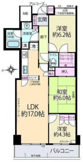 横浜ヘリオスタワー 15階 間取り図
