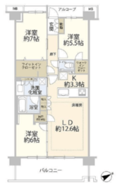 プラウドシティ武蔵野三鷹フロントコート 6階 間取り図