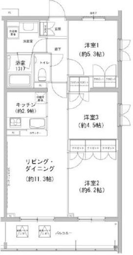 ヒューリックコート雪が谷 113 間取り図