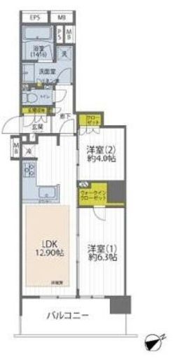 イニシア横浜桜木町 6階 間取り図