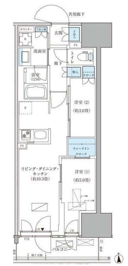 パークアクシス品川天王洲アイル 808 間取り図