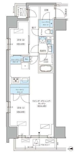 パークアクシス品川天王洲アイル 801 間取り図