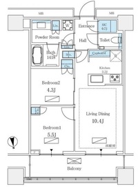 WORLD TOWER RESIDENCE 1804 間取り図